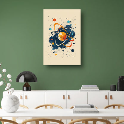 Abstract Atoom en Planeten in Kosmos canvas met baklijst