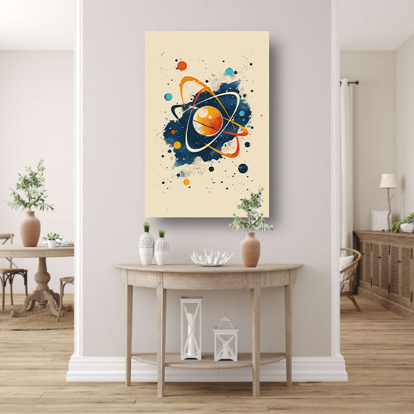 Abstract Atoom en Planeten in Kosmos poster