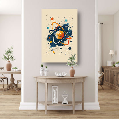 Abstract Atoom en Planeten in Kosmos poster