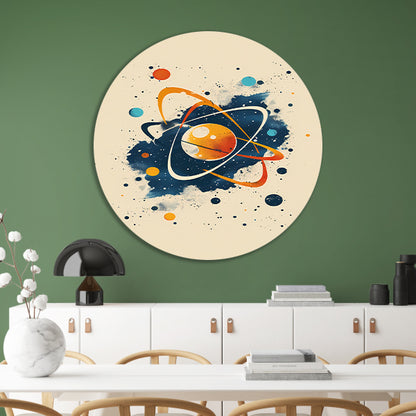 Abstract Atoom en Planeten in Kosmos forex muurcirkel