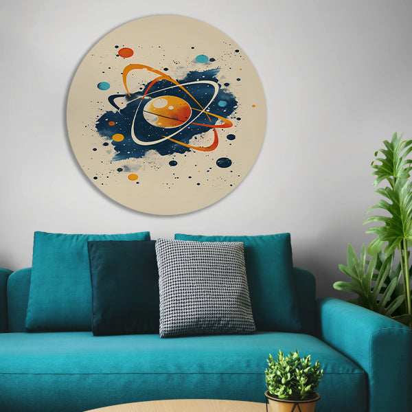 Abstract Atoom en Planeten in Kosmos forex muurcirkel