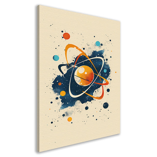 Abstract Atoom en Planeten in Kosmos canvas