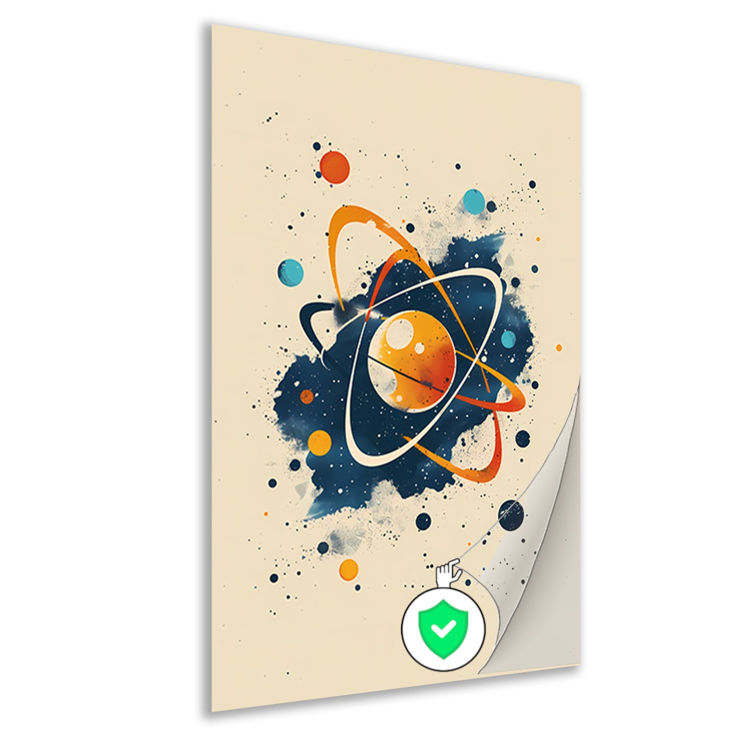 Abstract Atoom en Planeten in Kosmos poster