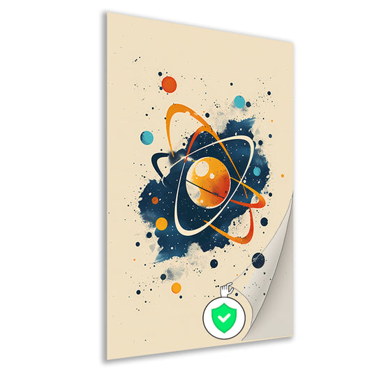 Abstract Atoom en Planeten in Kosmos poster
