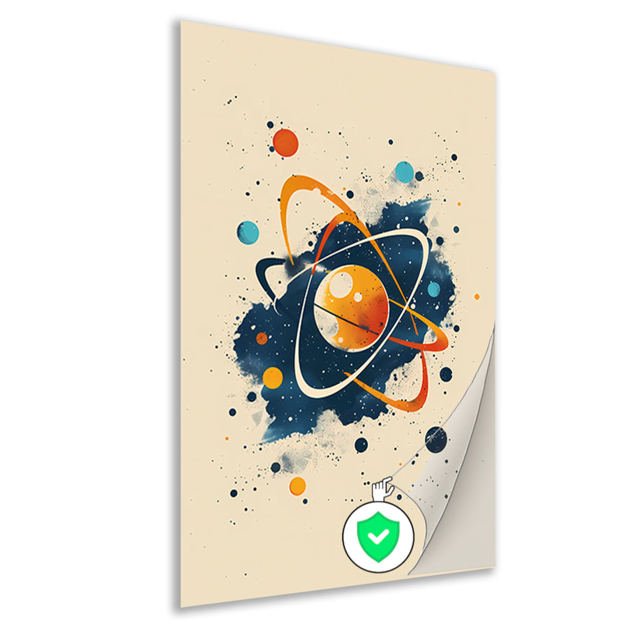 Abstract Atoom en Planeten in Kosmos poster