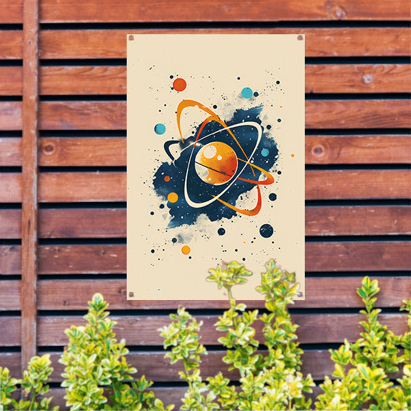 Abstract Atoom en Planeten in Kosmos tuinposter