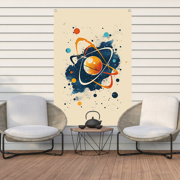 Abstract Atoom en Planeten in Kosmos tuinposter