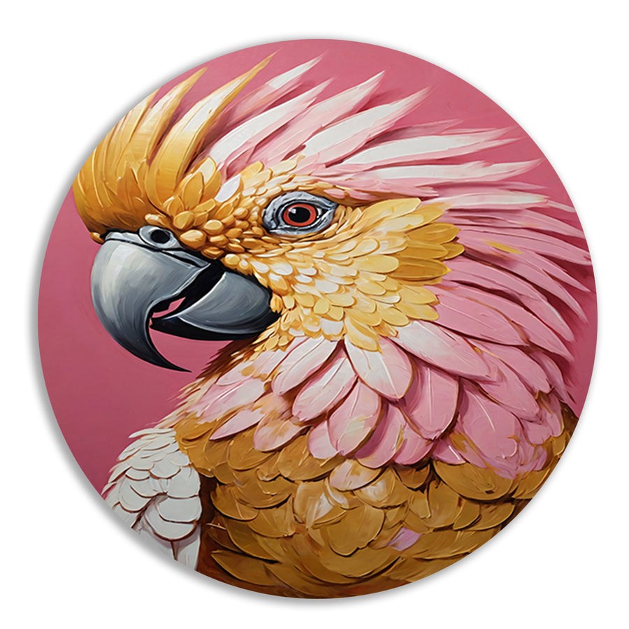 Impressionistische Papegaai in Goud en Roze forex muurcirkel