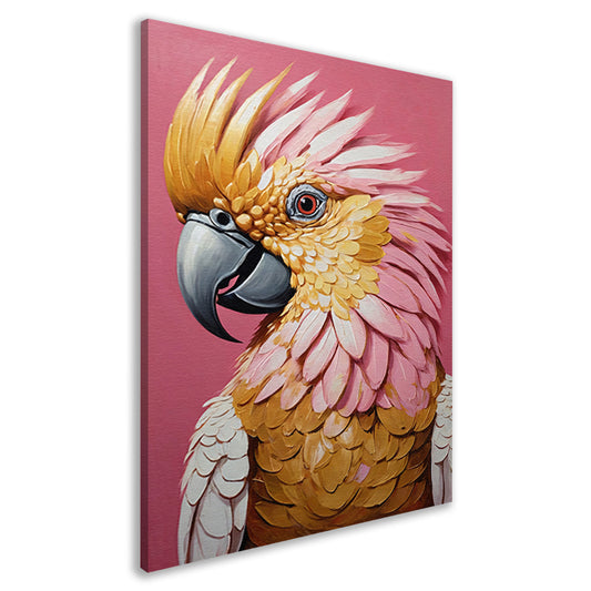 Impressionistische Papegaai in Goud en Roze canvas