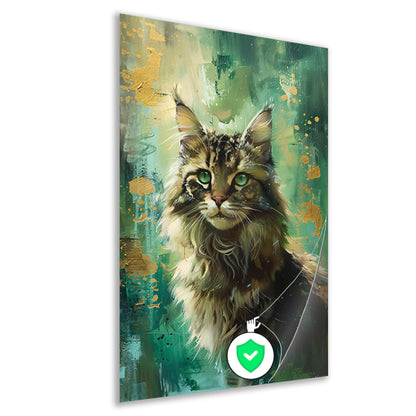 Elegante kat met kleurrijke achtergrond poster