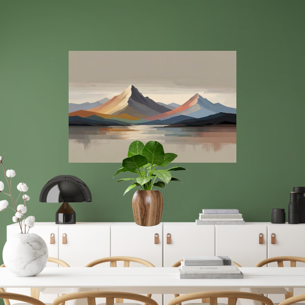 Abstracte Weerspiegeling in Berglandschap poster