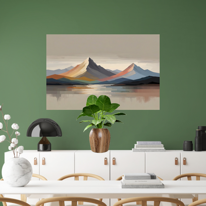 Abstracte Weerspiegeling in Berglandschap poster
