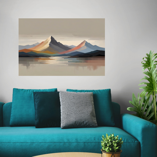 Abstracte Weerspiegeling in Berglandschap poster