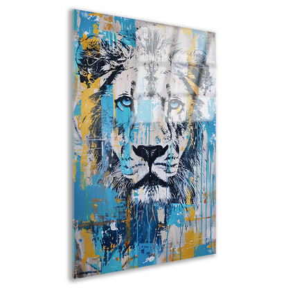 Levendige kleurrijke leeuw pop art schilderij acrylglas