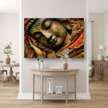 Slapende Boeddha in kleurrijke omhullingposter