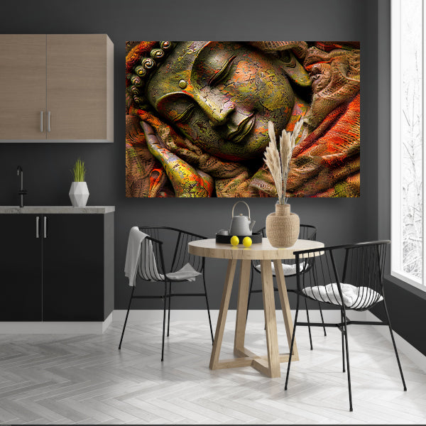 Slapende Boeddha in kleurrijke omhulling acrylglas