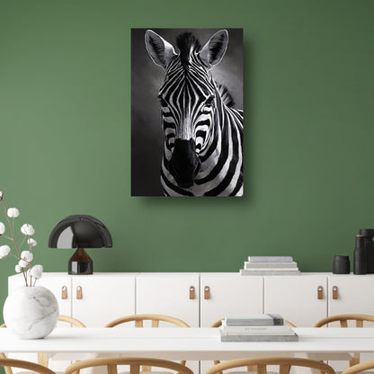Zebra in Zwart-Wit Monochroom Portret poster
