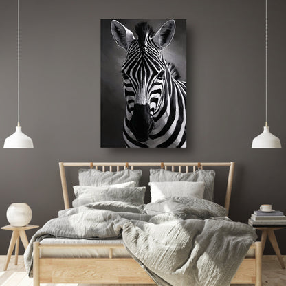 Zebra in Zwart-Wit Monochroom Portret poster