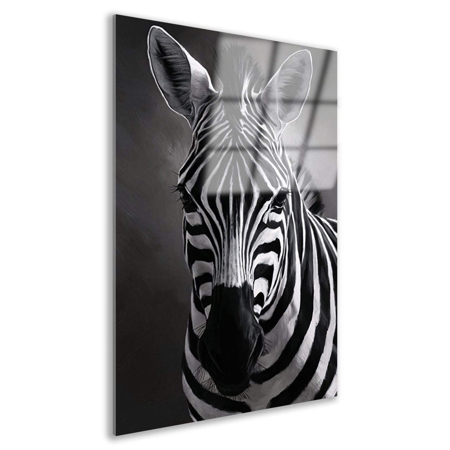 Zebra in Zwart-Wit Monochroom Portret acrylglas