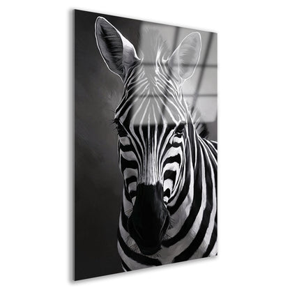 Zebra in Zwart-Wit Monochroom Portret acrylglas