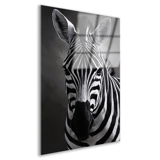 Zebra in Zwart-Wit Monochroom Portret acrylglas