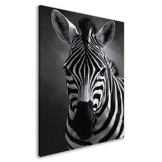 Zebra in Zwart-Wit Monochroom Portret canvas
