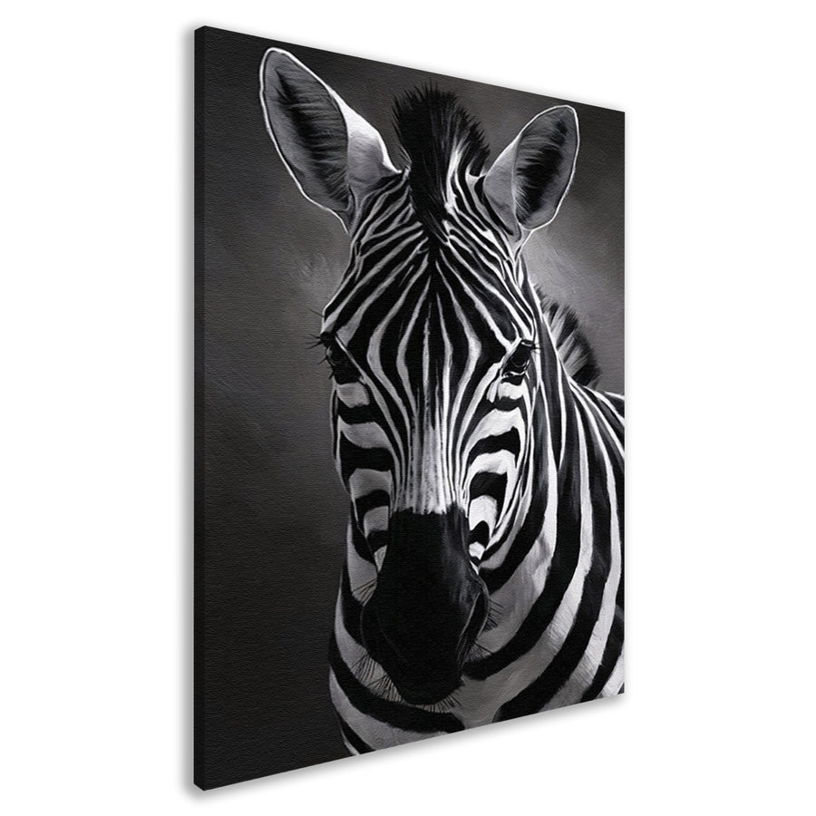 Zebra in Zwart-Wit Monochroom Portret canvas