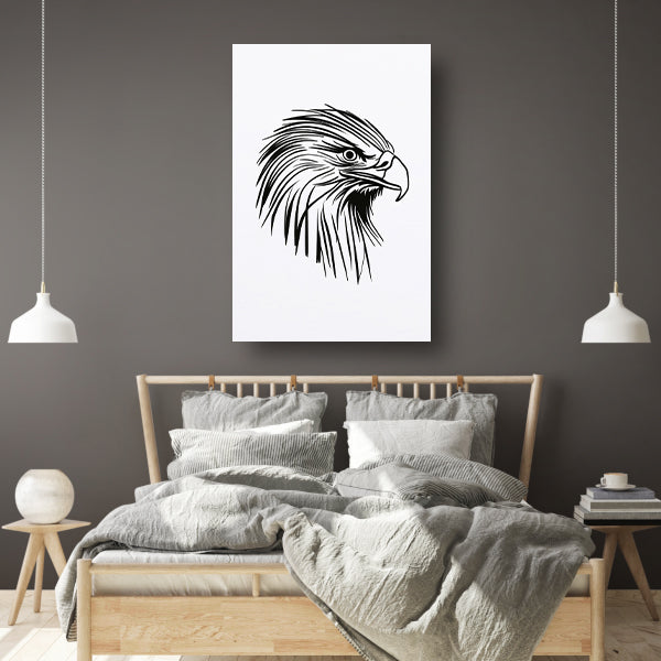 Zwart-witte lijntekening van een adelaar poster
