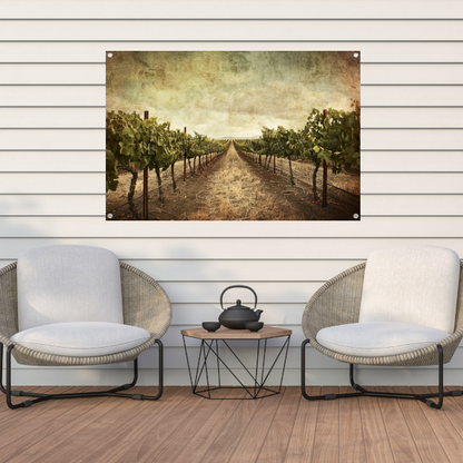 Sepia Wijngaard Landschap met Rijpe Druiven tuinposter