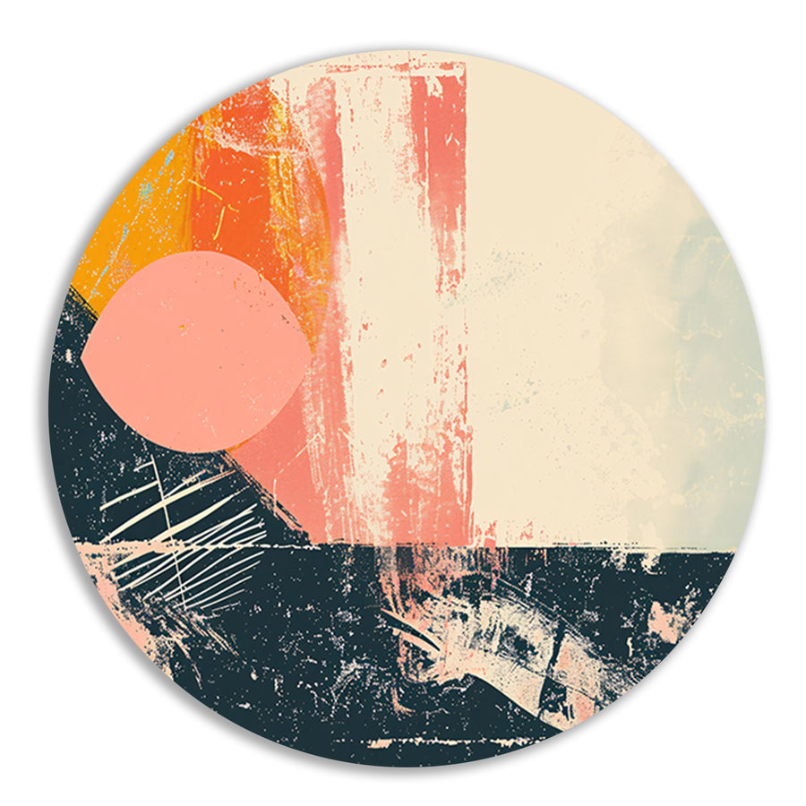 Abstracte cirkelvormen met kleurrijke texturen aluminium muurcirkel