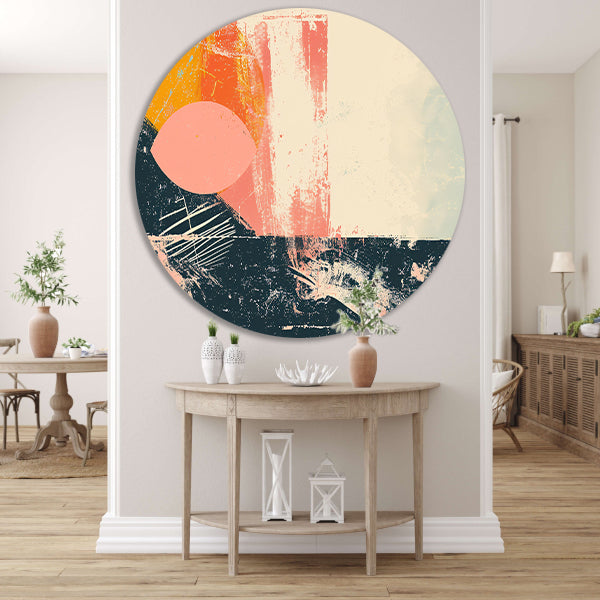 Abstracte cirkelvormen met kleurrijke texturen forex muurcirkel