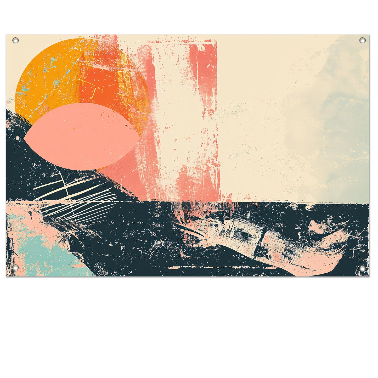 Abstracte cirkelvormen met kleurrijke texturen tuinposter