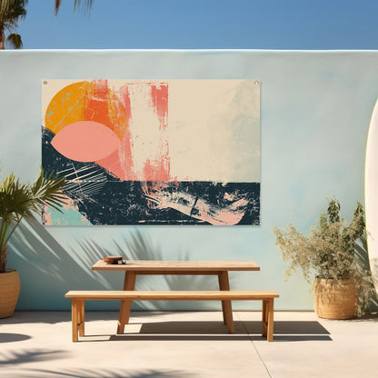 Abstracte cirkelvormen met kleurrijke texturen tuinposter