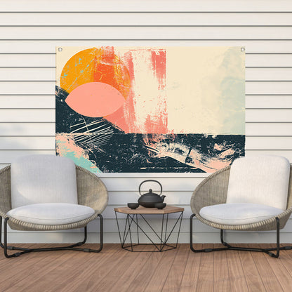 Abstracte cirkelvormen met kleurrijke texturen tuinposter