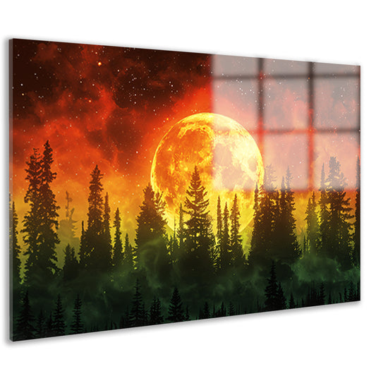 Magische maan boven het bos acrylglas