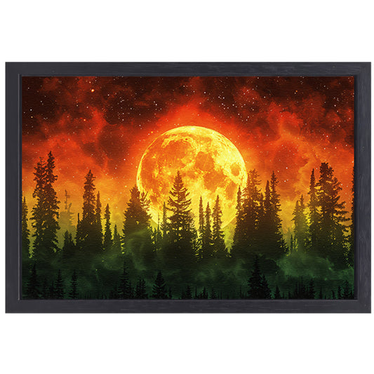 Magische maan boven het bos canvas met baklijst