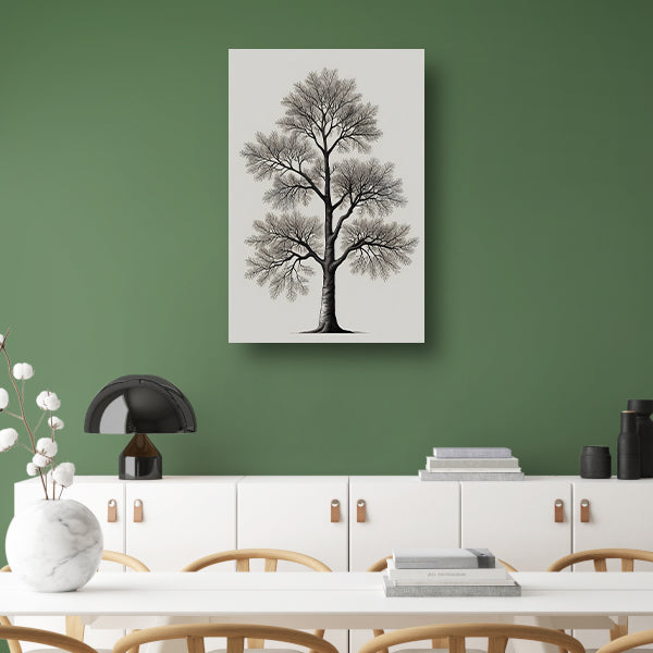 Minimalistische lijntekening van een boom poster