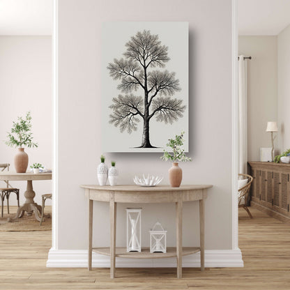 Minimalistische lijntekening van een boom canvas