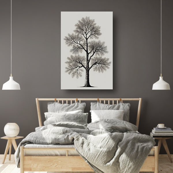 Minimalistische lijntekening van een boom poster