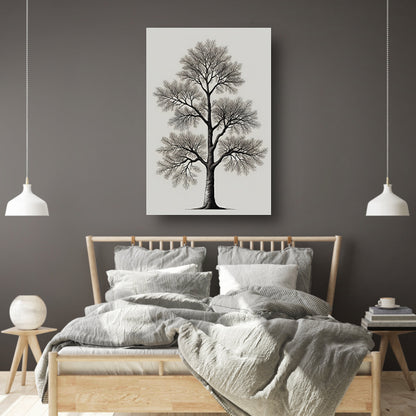 Minimalistische lijntekening van een boom poster