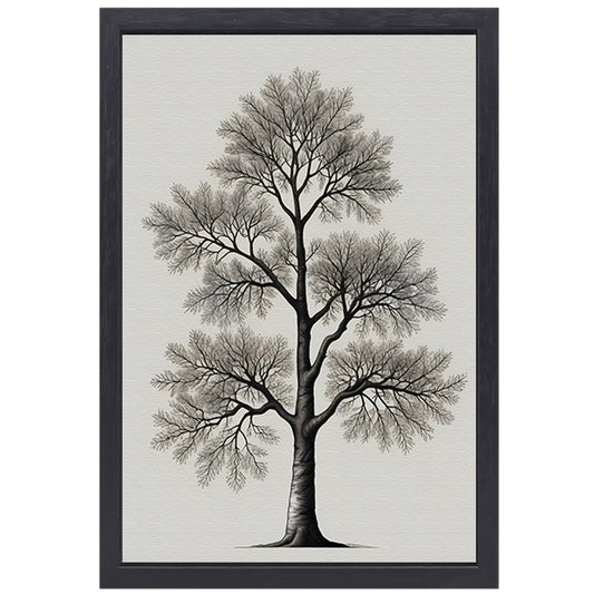 Minimalistische lijntekening van een boom canvas met baklijst