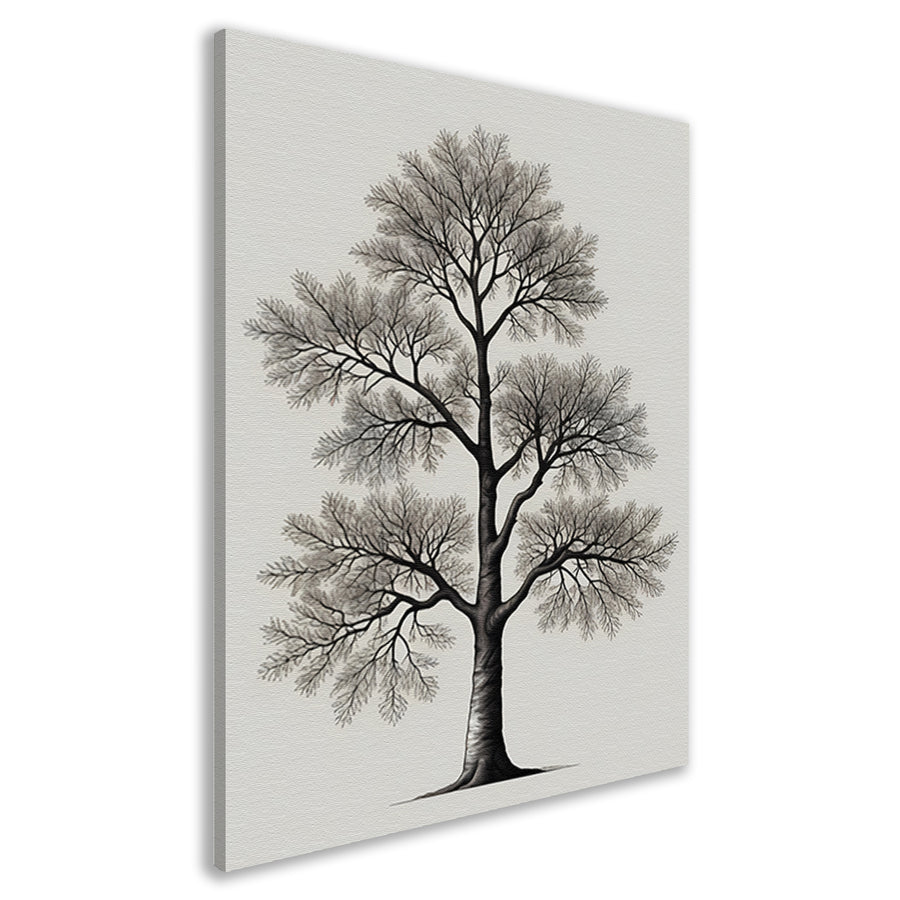 Minimalistische lijntekening van een boom canvas