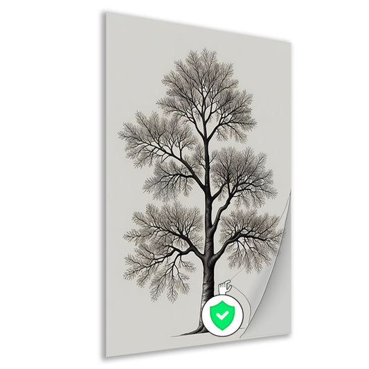 Minimalistische lijntekening van een boom poster