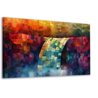 Kleurrijke digitale mozaïek waterval kunst canvas