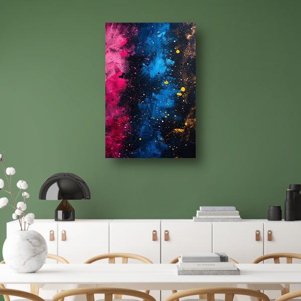 Abstract kleuren explosie op canvas canvas met baklijst