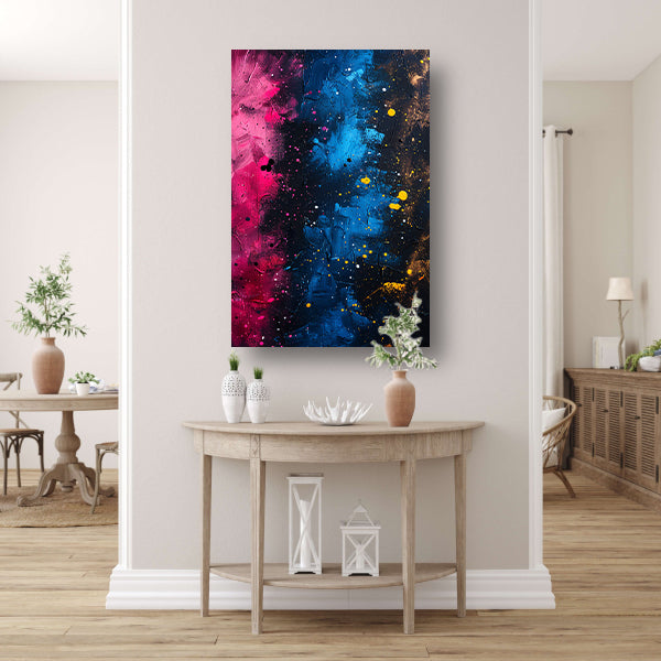 Abstract kleuren explosie op canvas canvas met baklijst