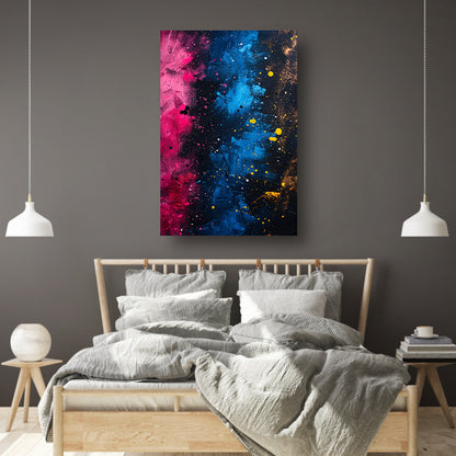 Abstract kleuren explosie op canvas canvas met baklijst