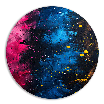 Abstract kleuren explosie aluminium muurcirkel