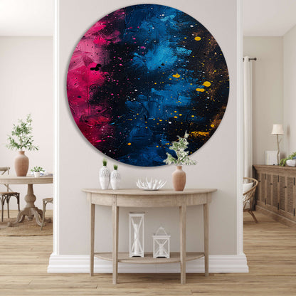 Abstract kleuren explosie aluminium muurcirkel