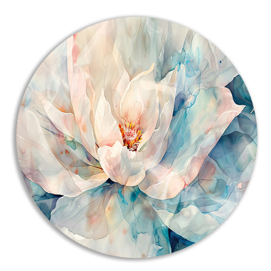 Schilderij van prachtige aquarel bloem aluminium muurcirkel
